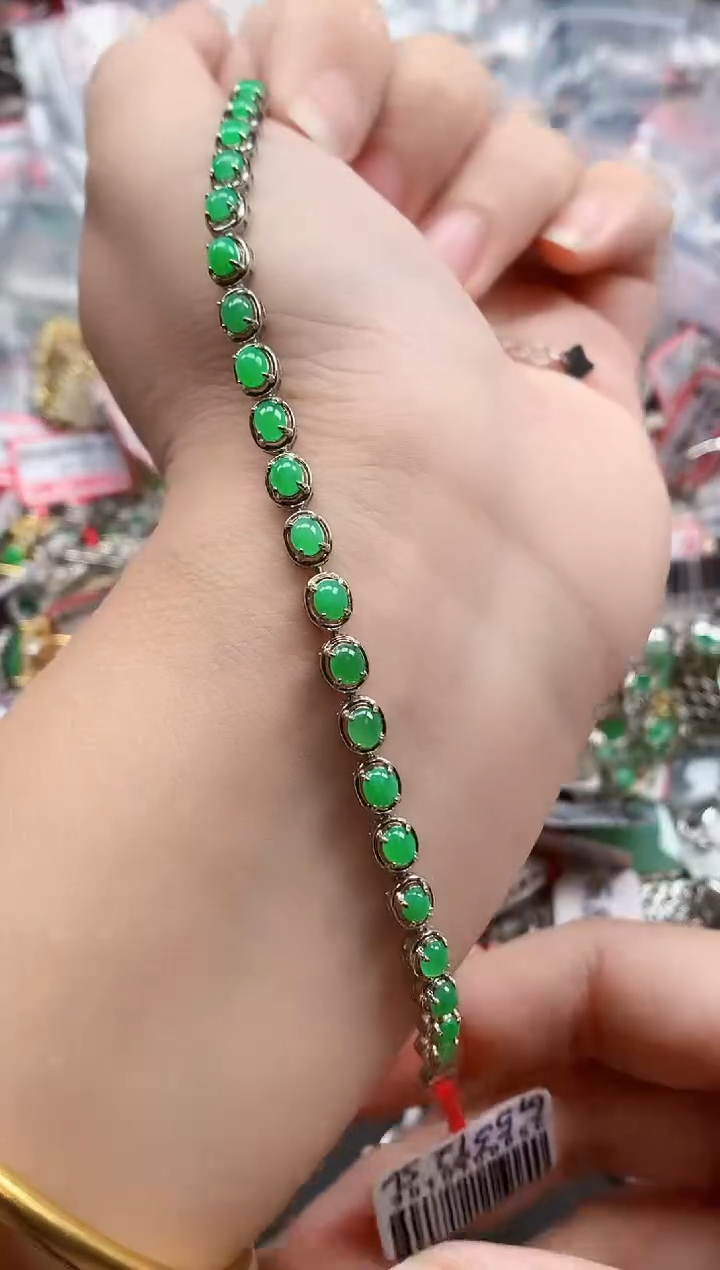 银S925镶嵌戒指翡翠天然A货缅甸翡翠