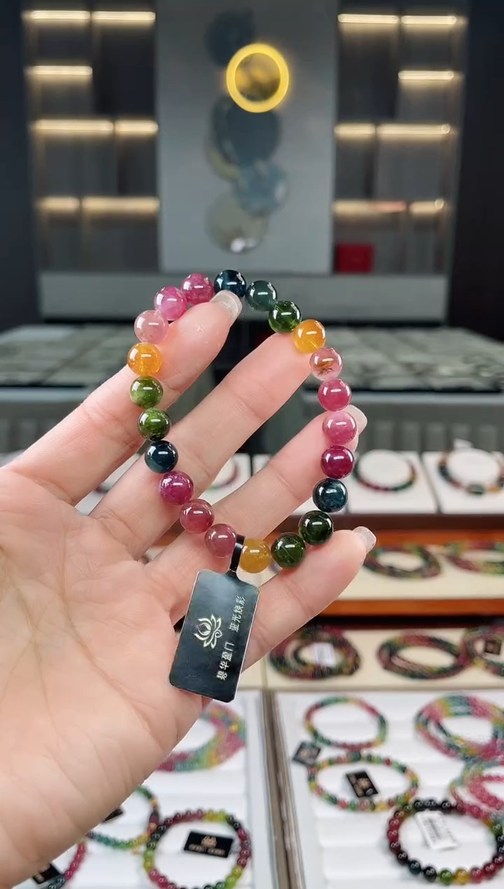 未镶嵌老矿碧玺单圈手串9mm+碧玺（多样性发一条）T