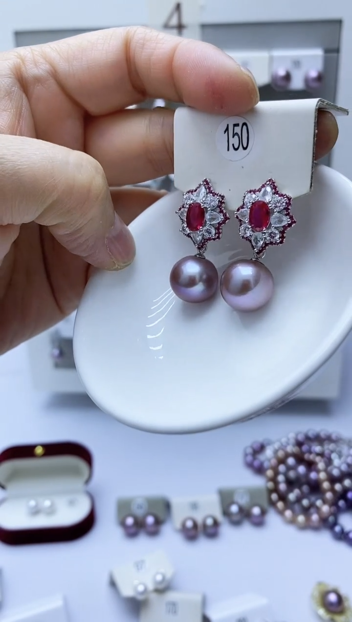 【闪购商品】淡水珍珠耳饰银S925镶嵌150