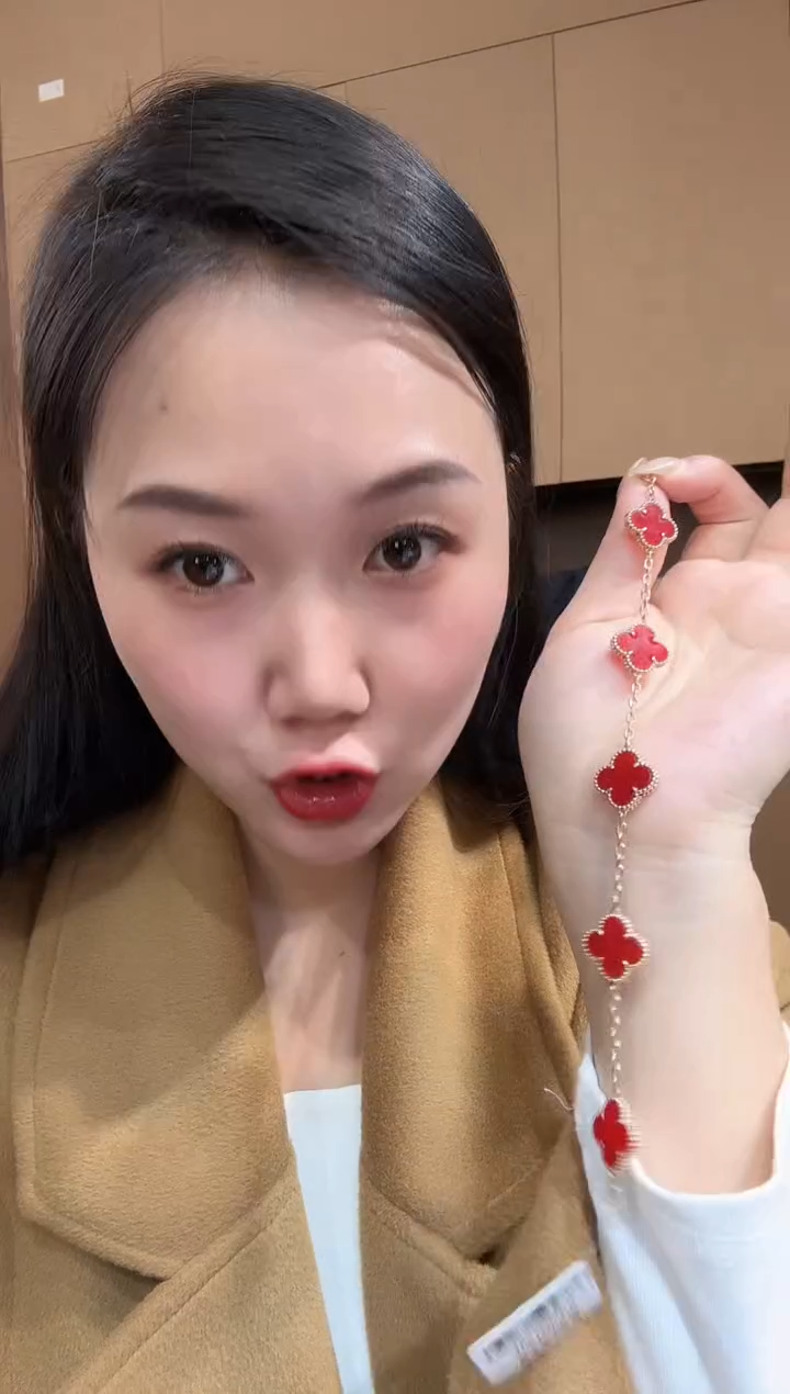 【闪购商品】玛瑙/玉髓手链18K金镶嵌红色k黄五花手链GHJ 