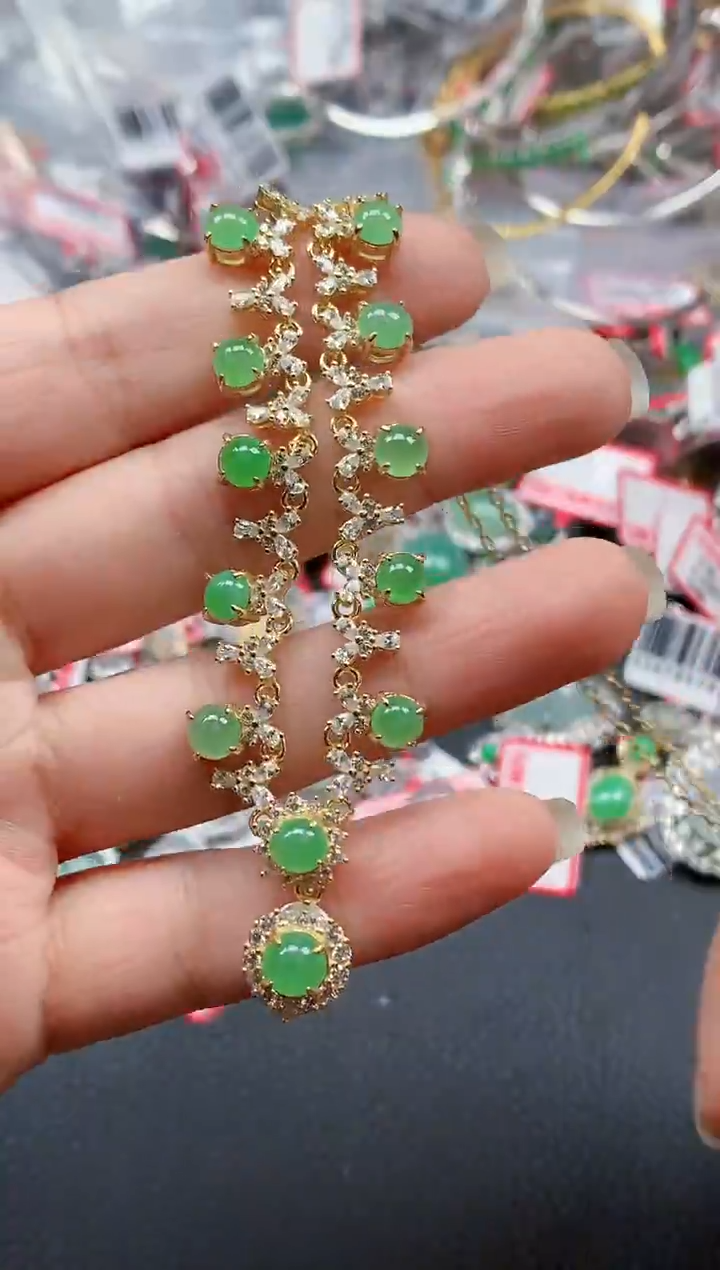 银S925镶嵌戒指翡翠天然A货缅甸翡翠