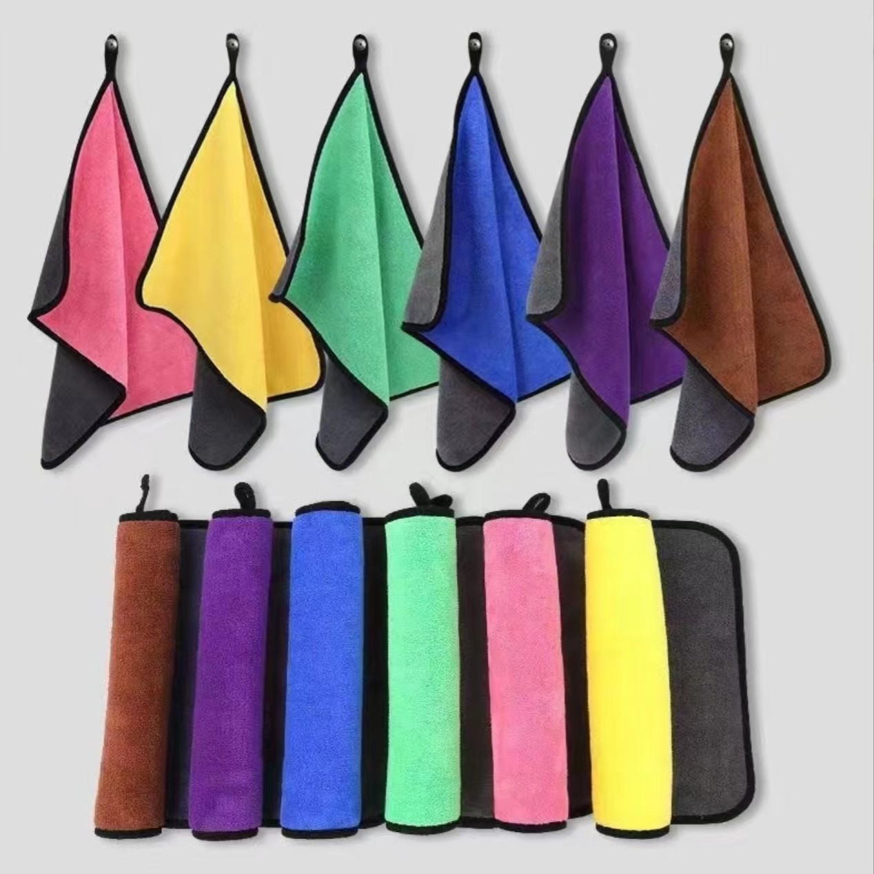 【到手8条】擦车毛巾抹布清洁柔软吸水保洁家用包边款