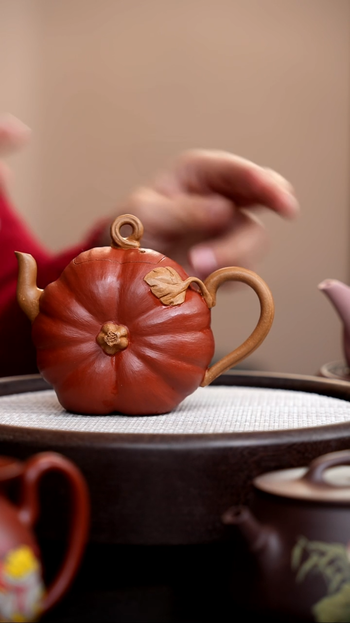 茶壶紫砂朱泥粉浆南瓜壶立