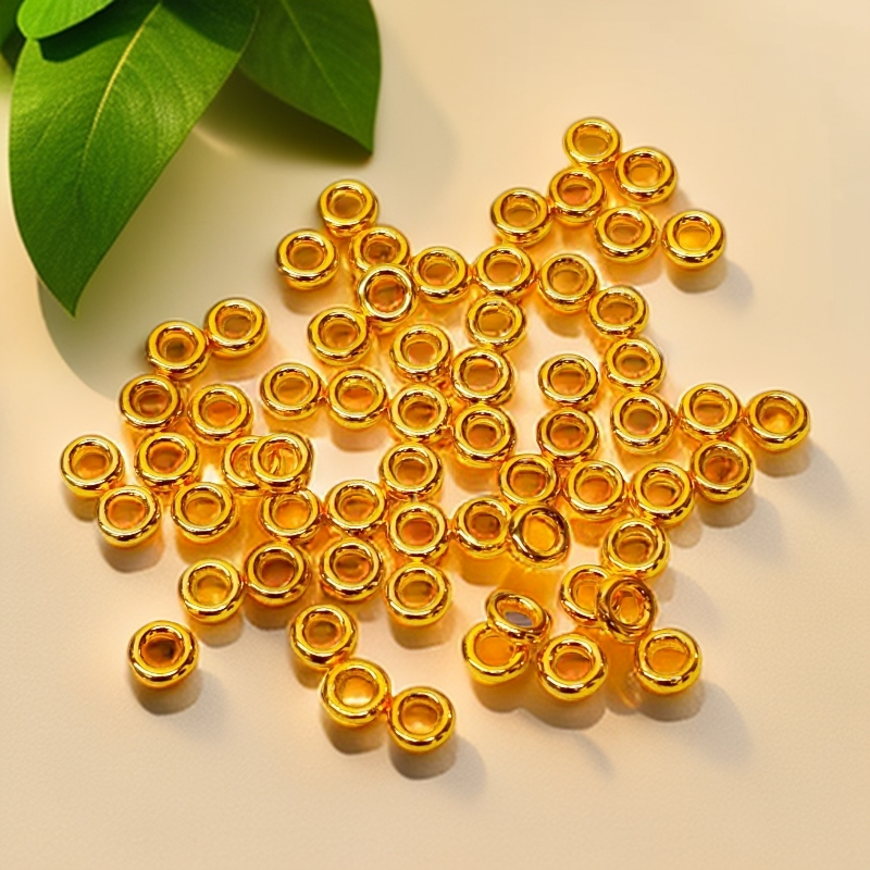 【质检发货】18K金卡约4mm圆圈隔片DIY（1个） （拍30个起编手绳）