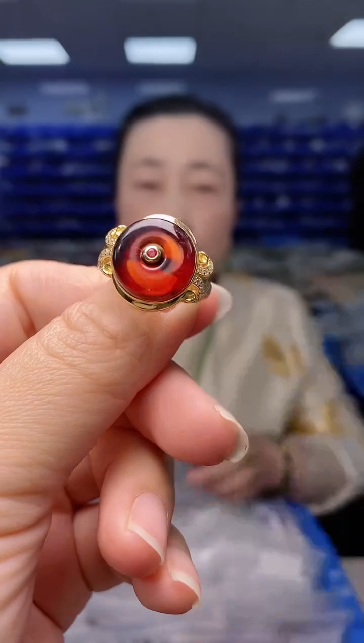 【闪购商品】血珀戒指银S925镶嵌   JZ2184