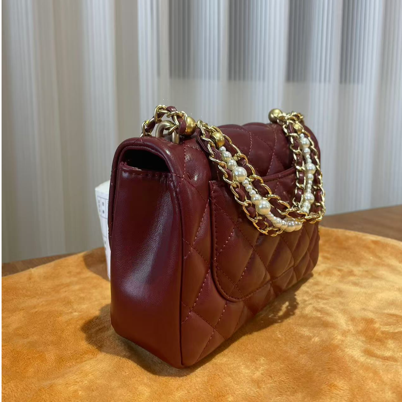 HIRMRIS手工真皮包550781-红  新珍珠球链