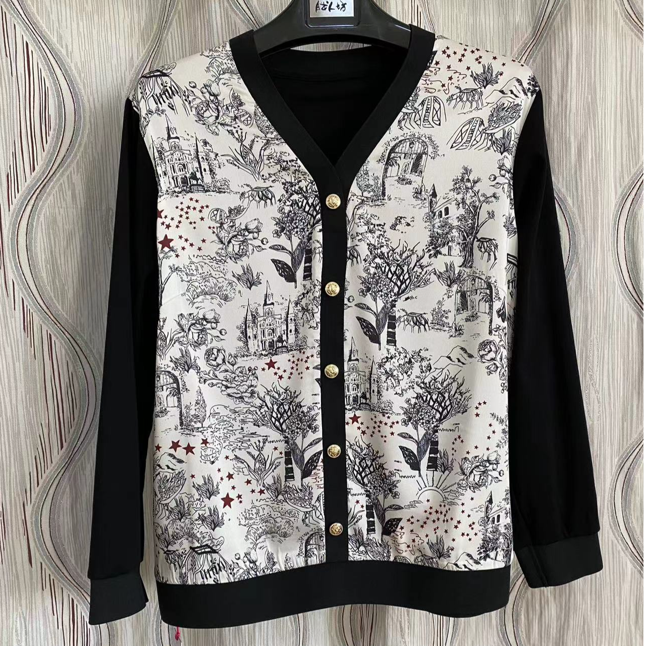 胖人坊大码女装墨感印花小衫4209 衣长66 122