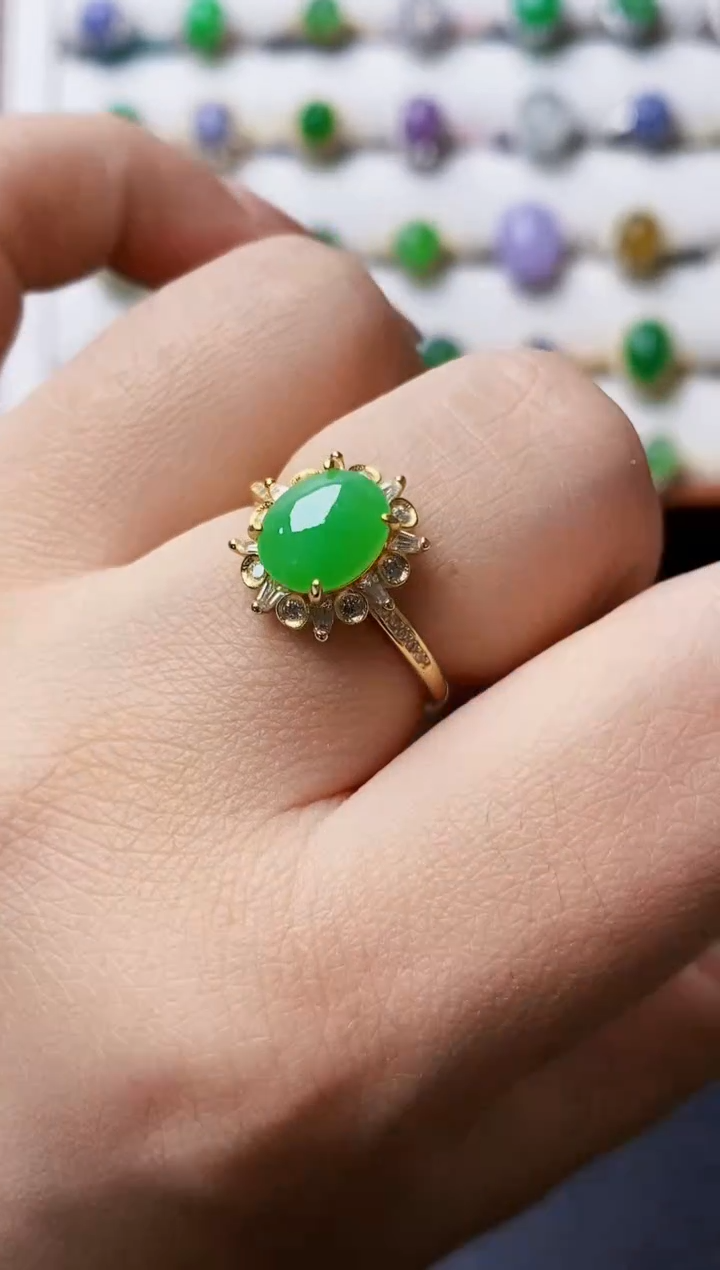 银S925镶嵌戒指翡翠0138