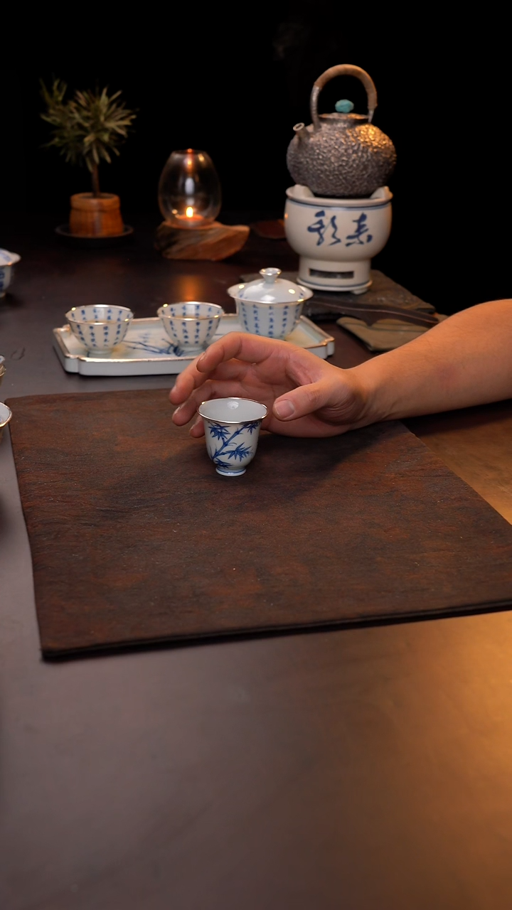 手绘竹子单杯包银口