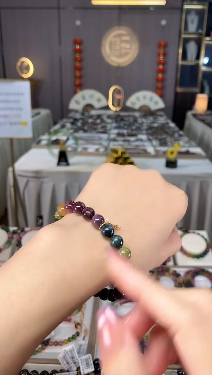 未镶嵌老矿碧玺彩虹单圈手串8mm+碧玺（多样性发一条）hon