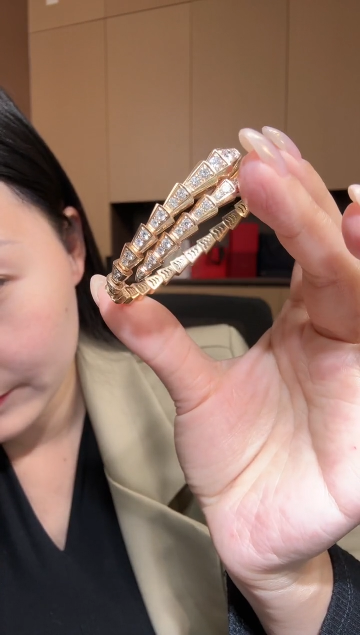 【闪购商品】钻石手镯18K金镶嵌蛇镯