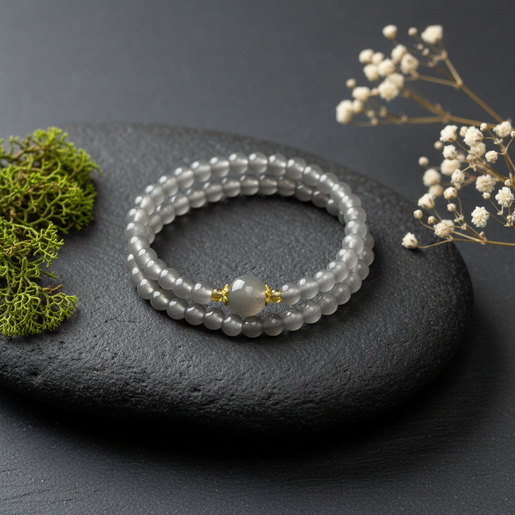 S1480-灰琉璃 6mm双圈手串