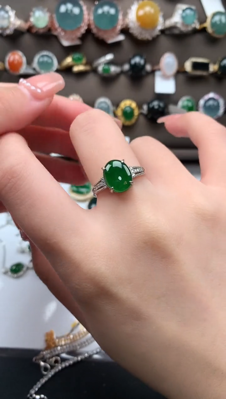 【闪购商品】翡翠戒指银S925镶嵌5142