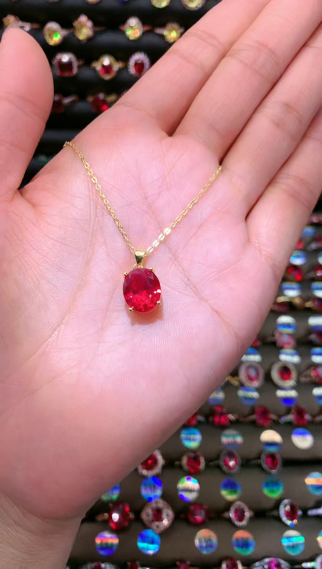 【闪购商品】红宝石吊坠(赠链)银S925镶嵌1012