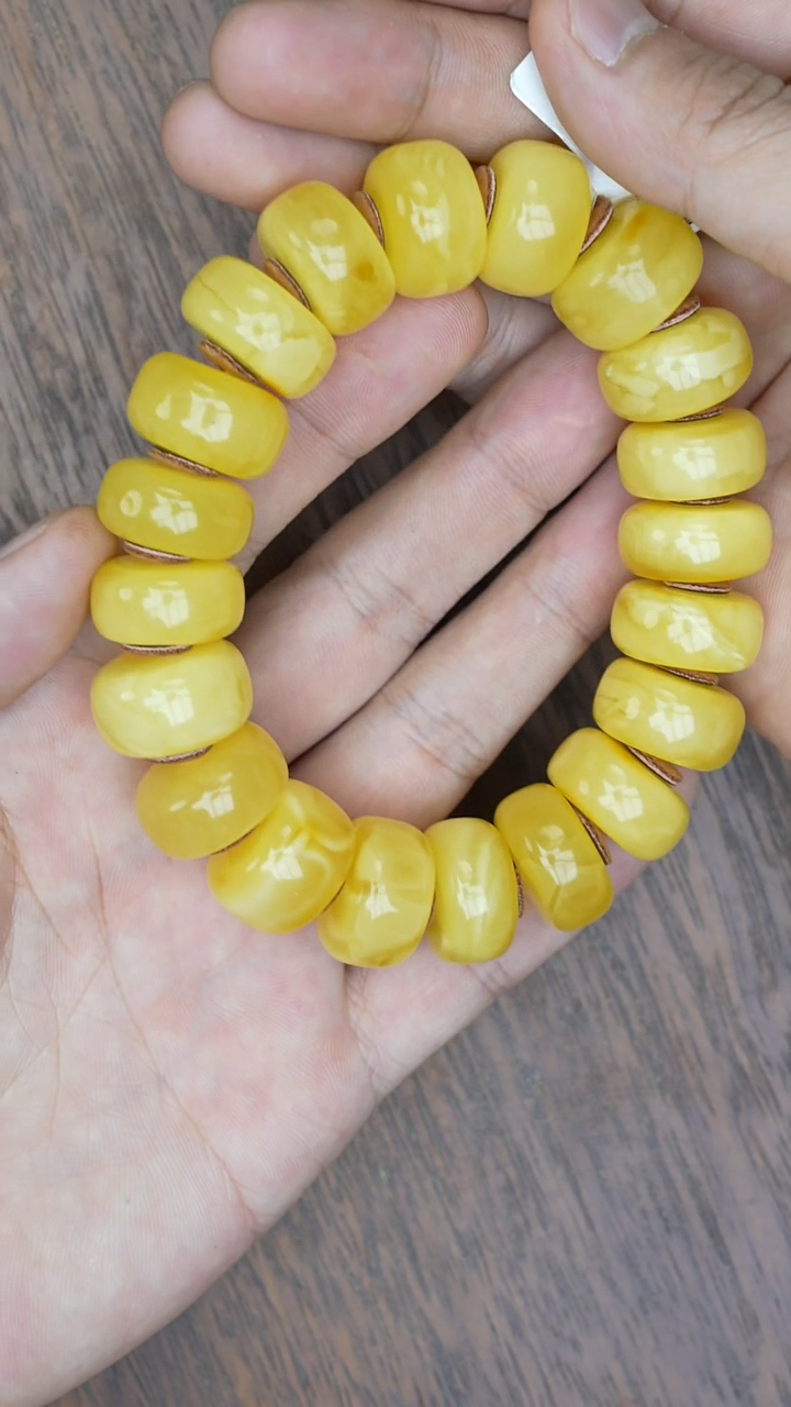 【闪购商品】琥珀裸石未镶嵌 新蜡算盘珠手串