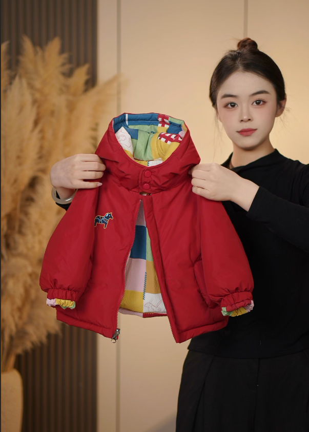 【新年小马】2025冬季儿童新款时尚可爱两面穿加厚棉服外套JJWT011
