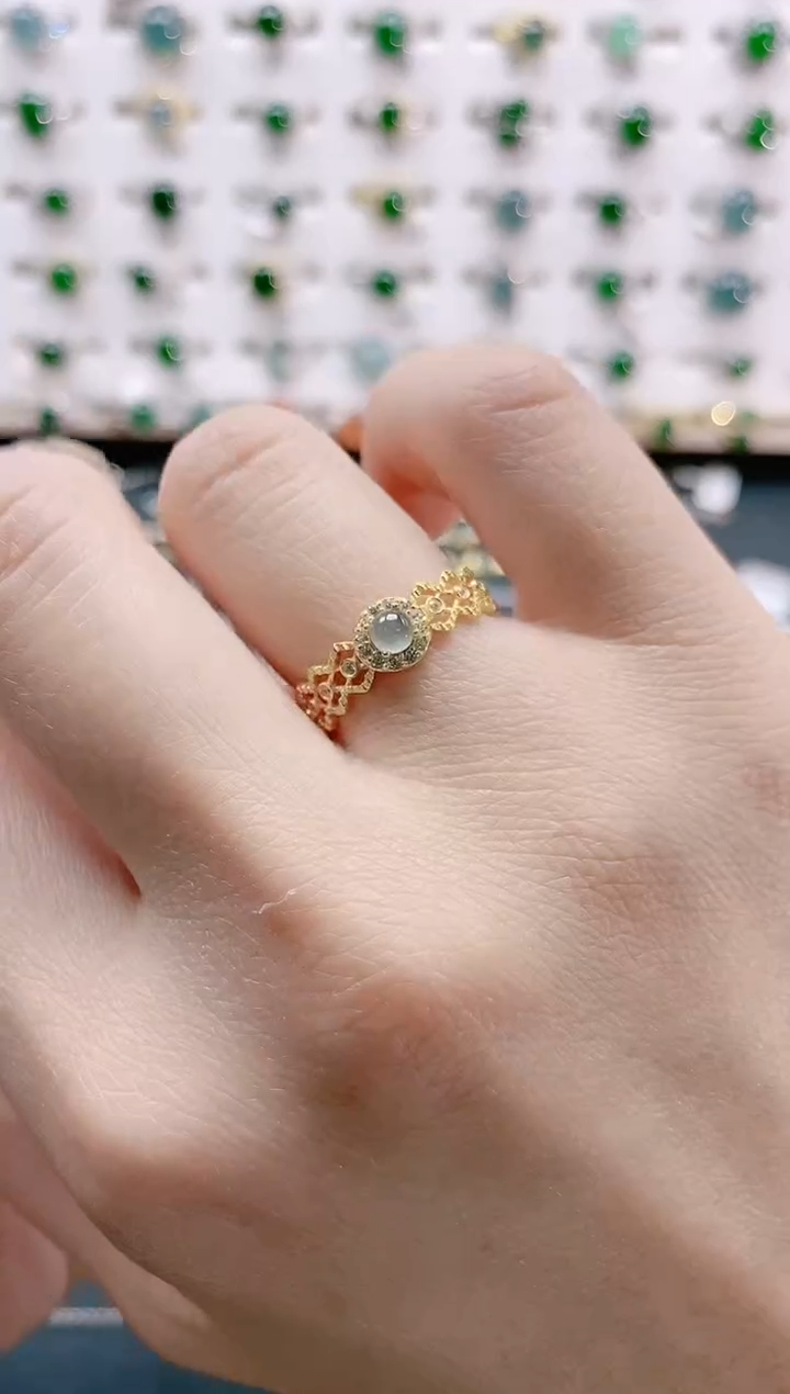 【闪购商品】翡翠戒指银S925镶嵌天然翡翠