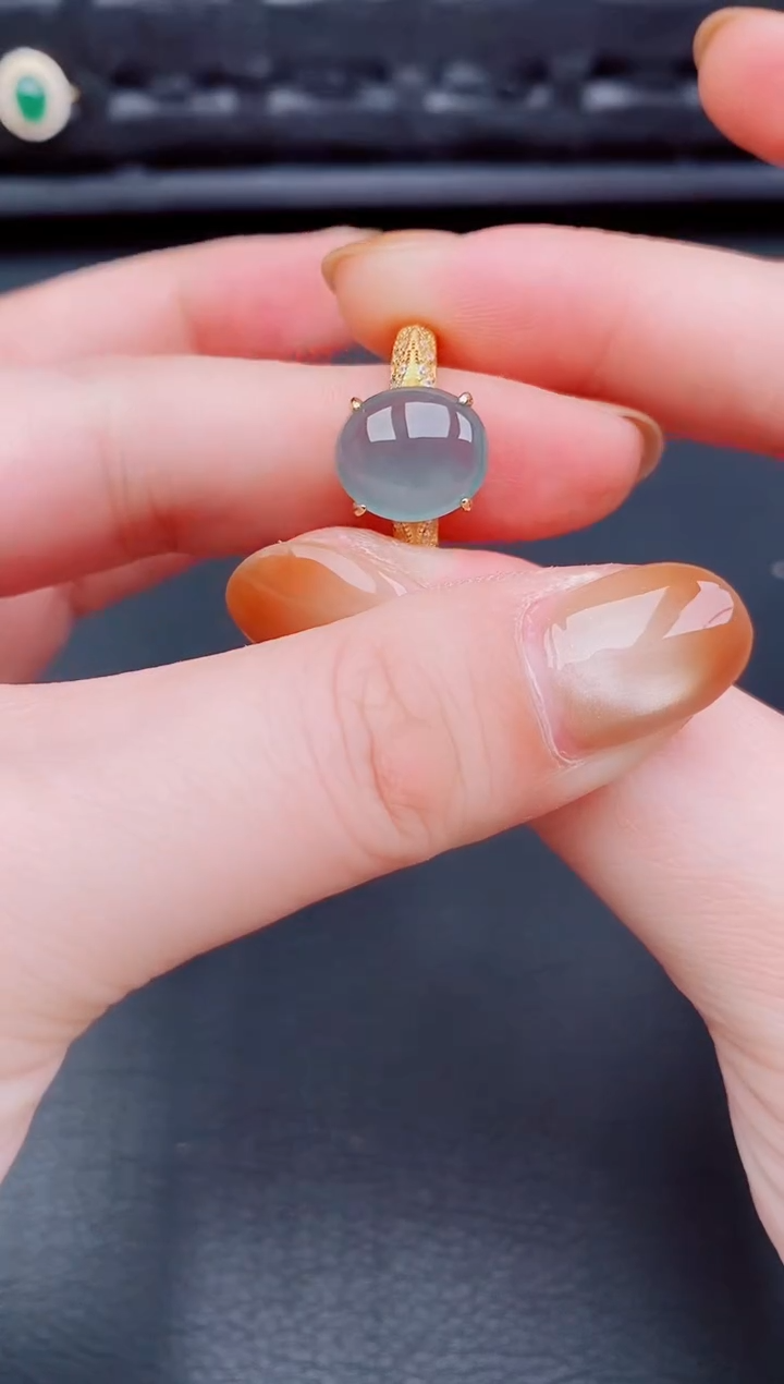 【闪购商品】翡翠戒指银S925镶嵌天然a货翡翠421