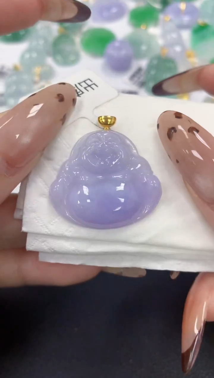 颈饰18K金镶嵌翡翠a货假一赔三支持复检百元上9元证书费自理