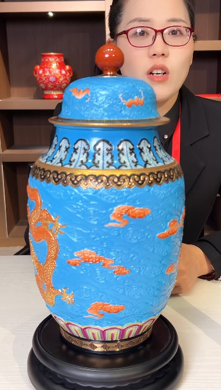 【闪购商品】其他何平窑/雕刻双龙将军罐