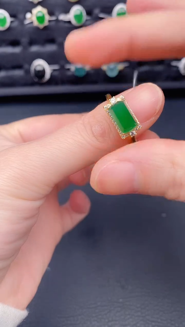 银S925镶嵌戒指翡翠天然a货翡翠193