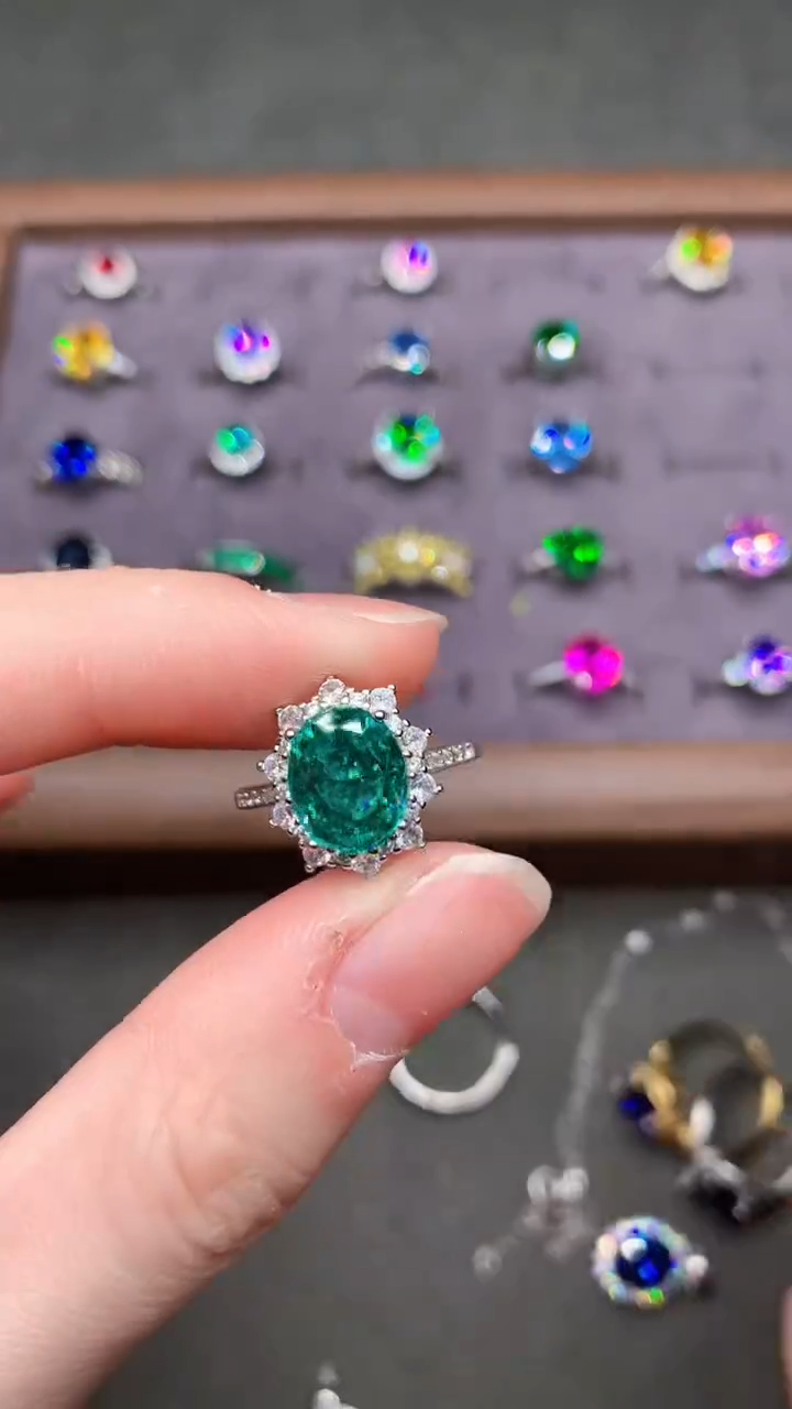 【闪购商品】帕拉依巴碧玺戒指银S925镶嵌·····