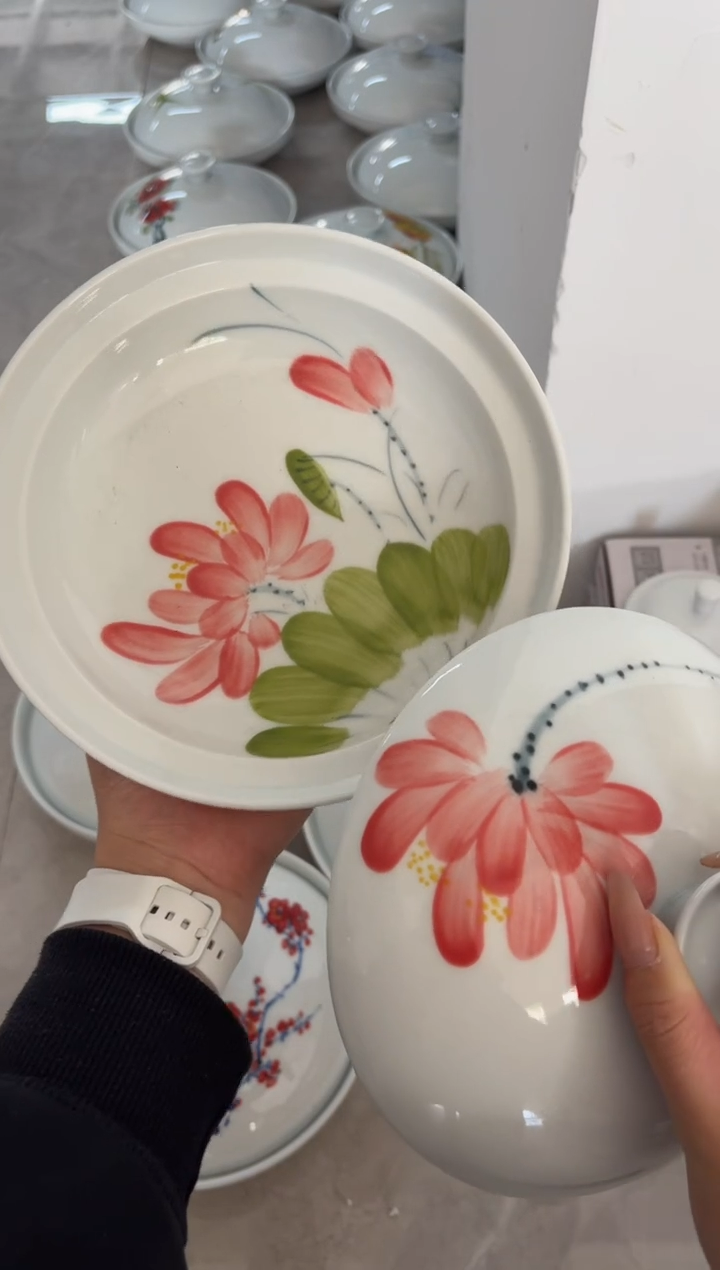 瓷片景德镇高温陶瓷食品级手绘釉中彩-合合器