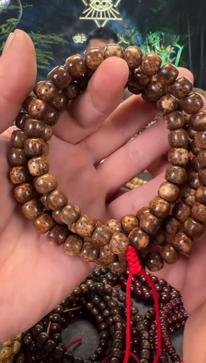 手串星月菩提9*10原生态陈化老油料虎皮玉化陈籽长串
