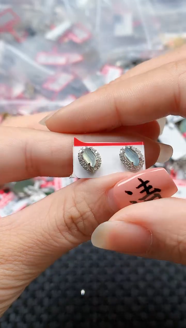 银S925镶嵌戒指翡翠天然A货缅甸翡翠