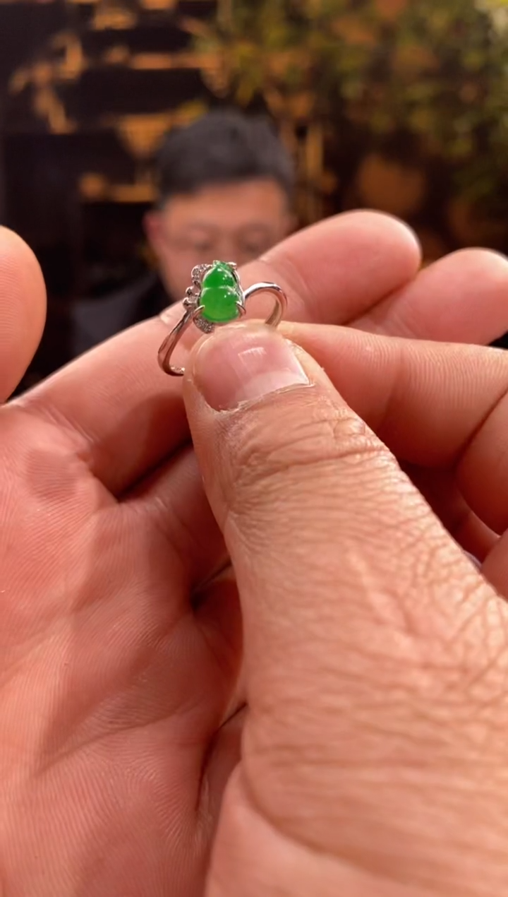 【闪购商品】翡翠戒指银S925镶嵌y028-天然翡翠a货戒指
