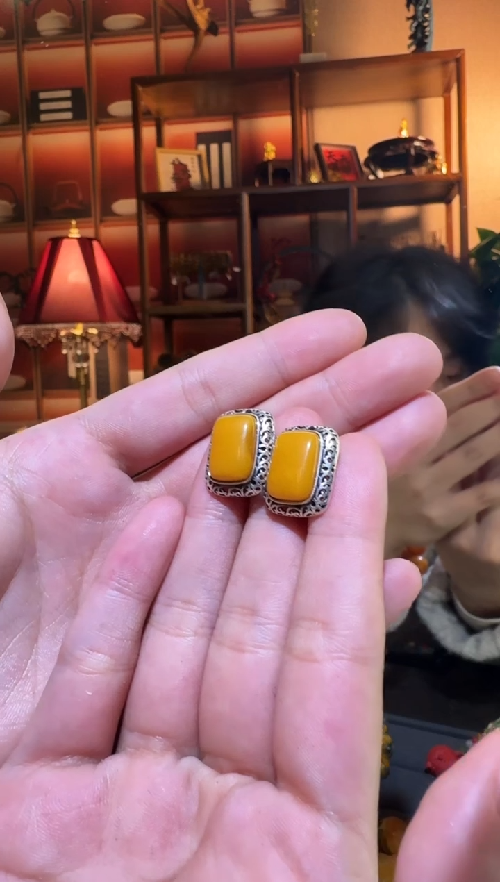 蜜蜡颈饰银S925镶嵌0877天然蜜蜡珠宝奇石