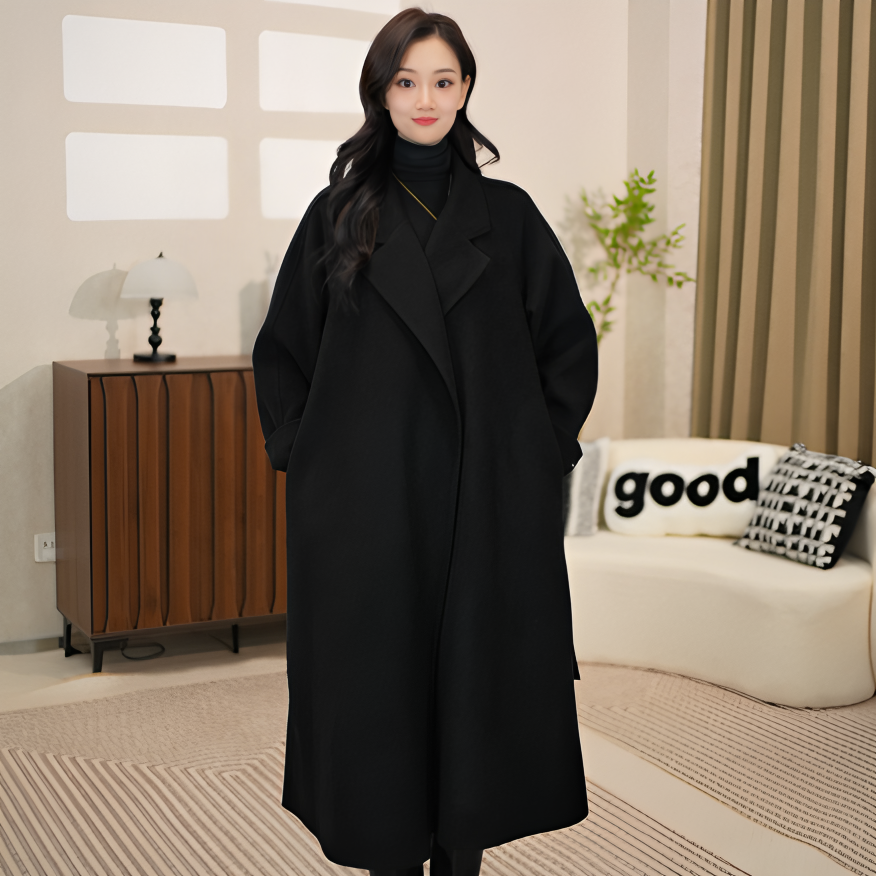 q新款双面绒大衣中长款宽松加厚25年大衣女款爆款2025新款