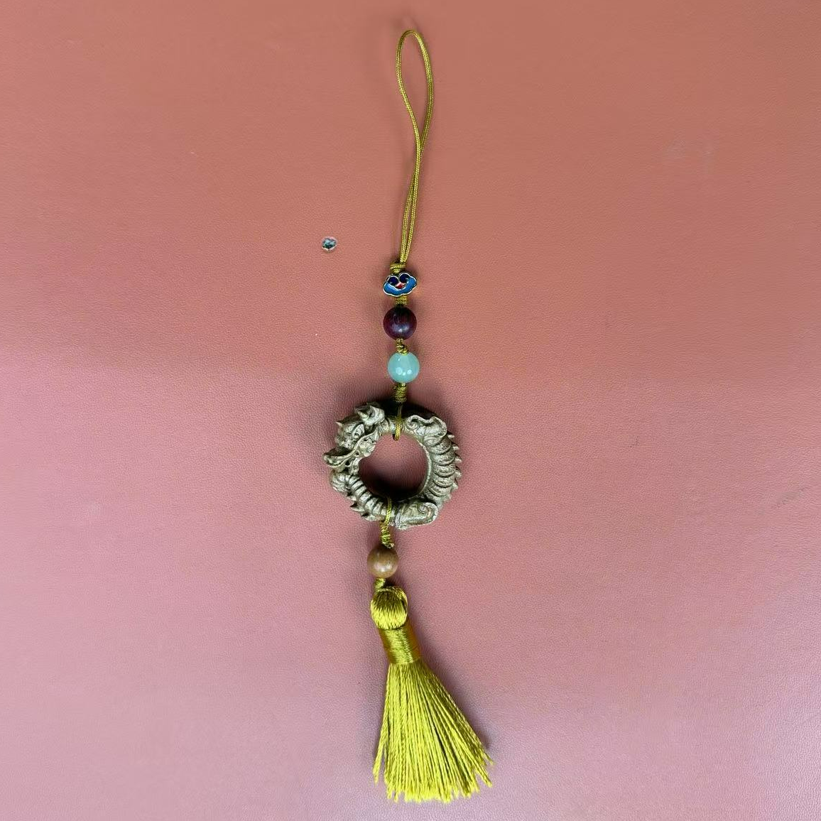 铜木质吊坠 绿檀龙型挂坠（无礼盒）K6