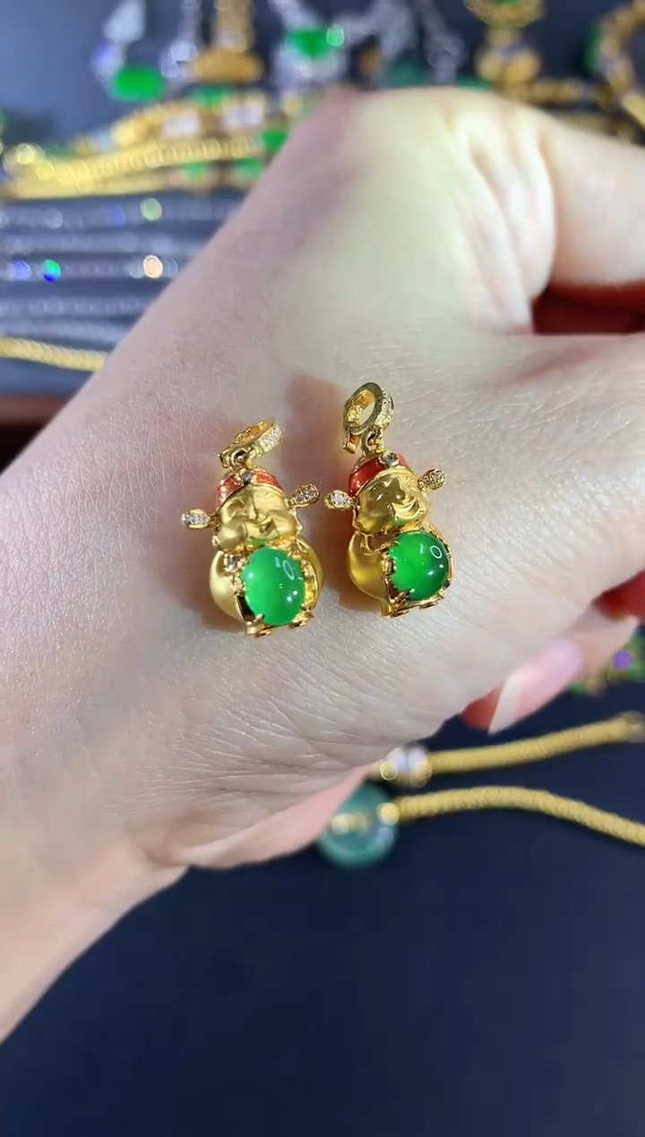 吊坠(不含链)18K金镶嵌翡翠215|多样性发其一