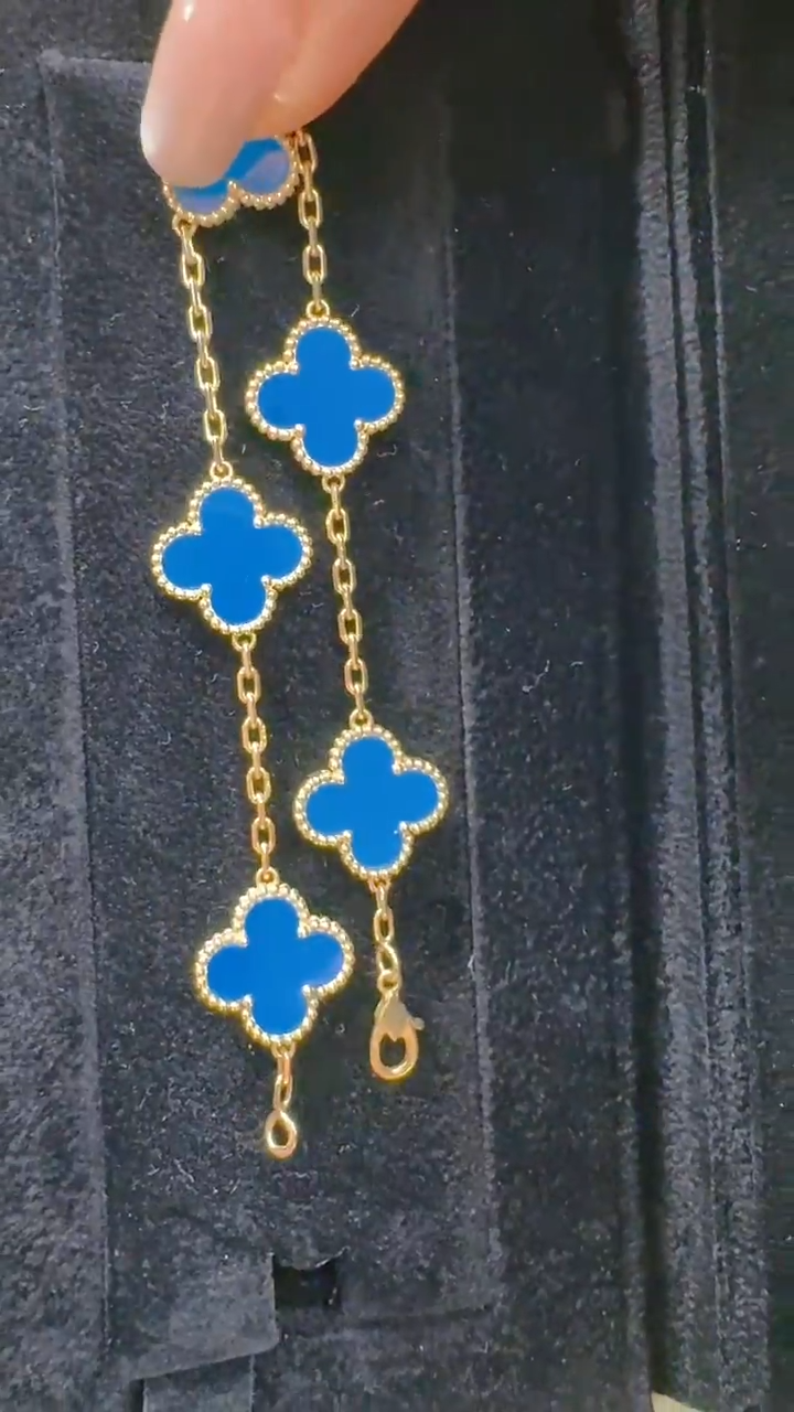 【闪购商品】玛瑙/玉髓手链18K金镶嵌18K金 蓝玛瑙15mm手链