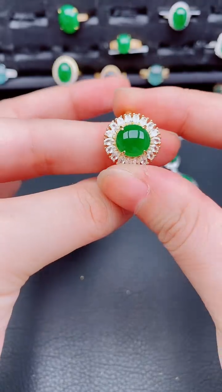 【闪购商品】翡翠戒指银S925镶嵌天然a货翡翠238