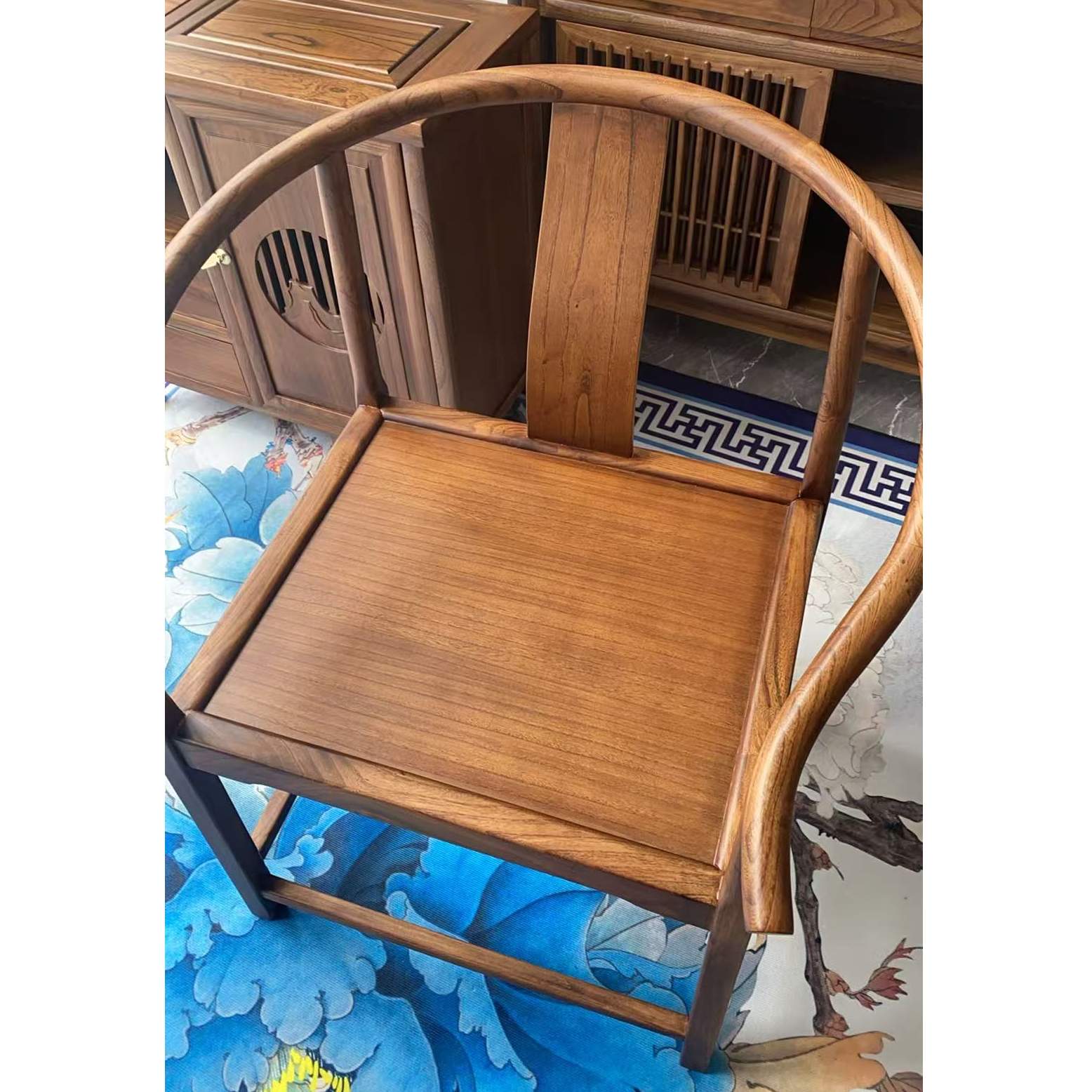 胡桃色椅子摇椅茶椅太师椅家用圈椅新中式官帽简约桌椅实木椅书椅