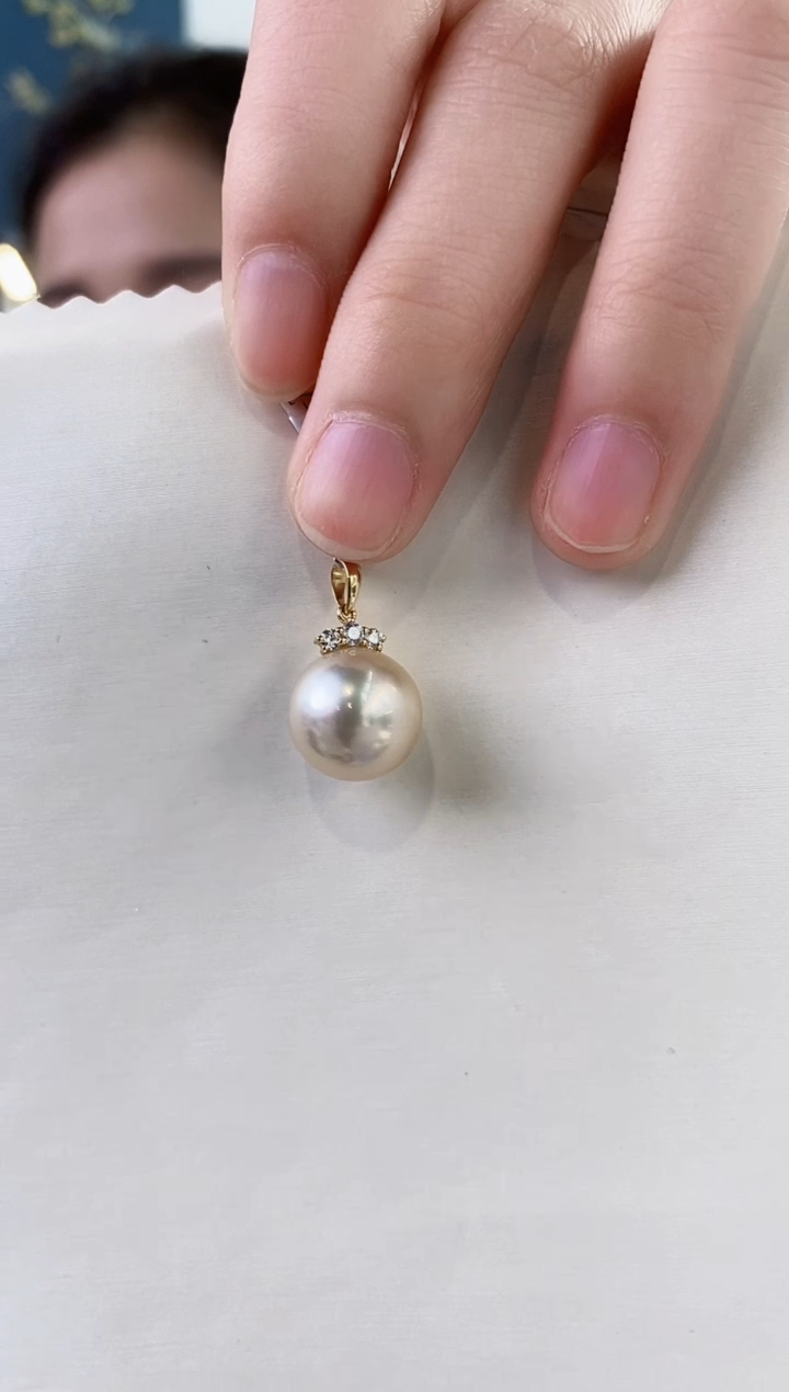 【闪购商品】海水珍珠吊坠(不含链)18K金镶嵌12-13海水珍珠吊坠