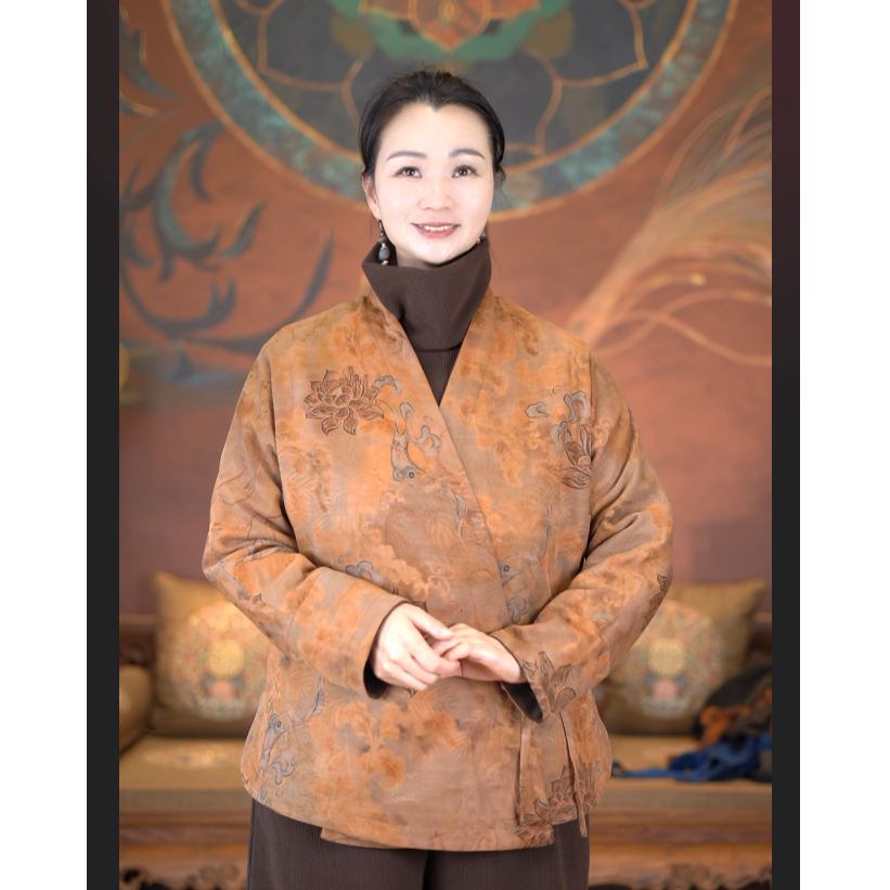 爱上莲心双面穿四根带夹克上衣   新中式老钱风百搭保暖时尚休闲