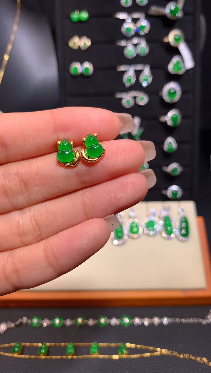 【闪购商品】翡翠耳饰银S925镶嵌多样性