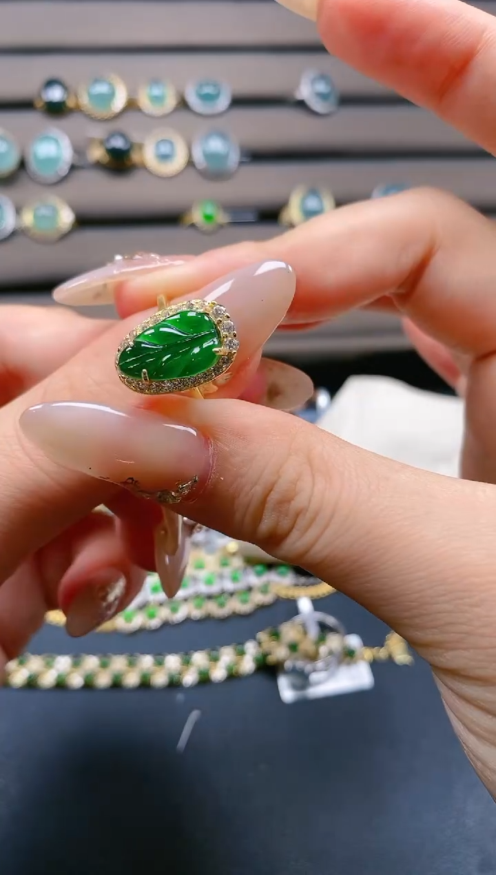 翡翠戒指银S925镶嵌1212