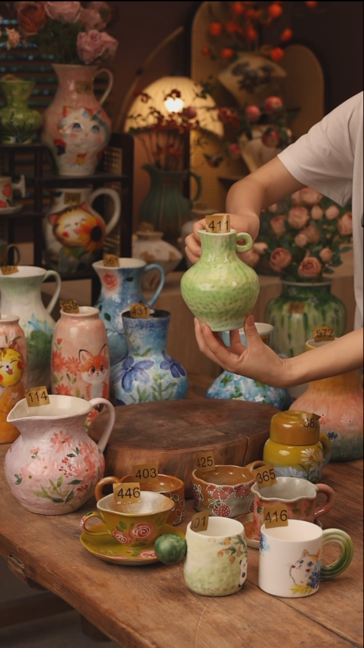 陶瓷景德镇设计师手作花器摆件侘寂风