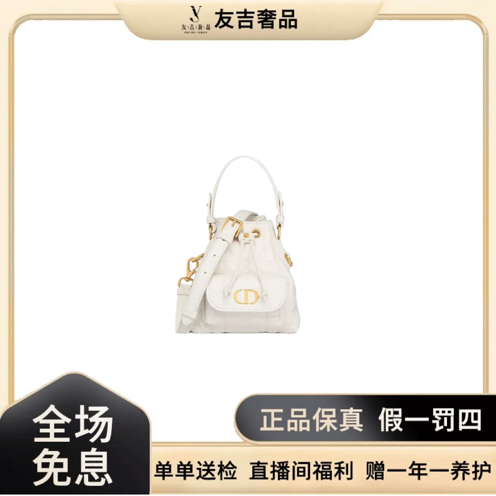 未使用 DIOR/迪奥 未使用迪奥CARO白金微型水桶包