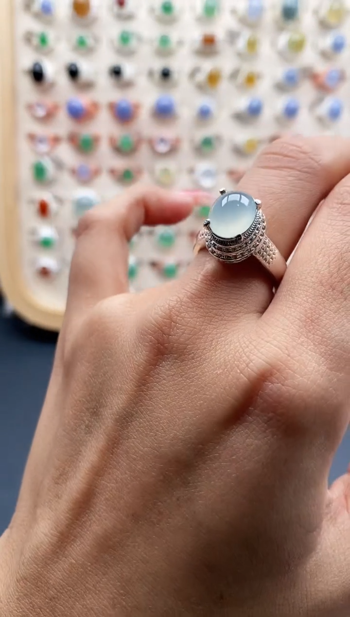 【闪购商品】翡翠戒指未镶嵌缅甸天然A货翡翠555 8+10