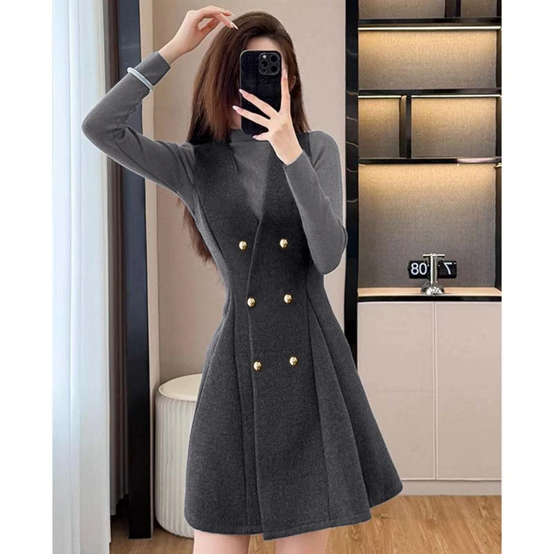 法式气质打底衫背心裙两件套女春秋