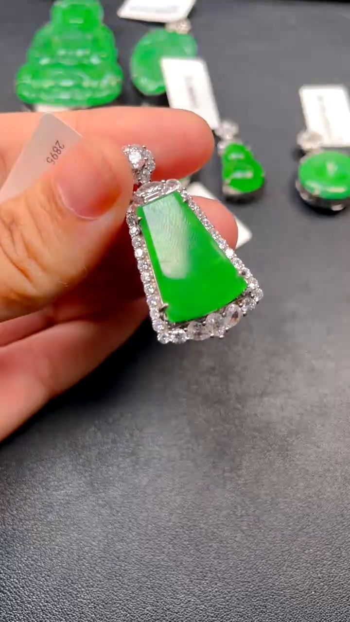 吊坠(不含链)银S925镶嵌翡翠云*吊坠