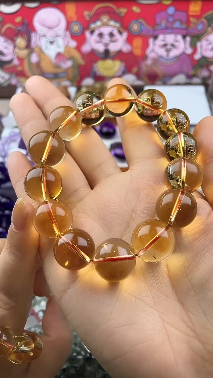 【闪购商品】水晶手链未镶嵌黄水晶单圈手链17mm