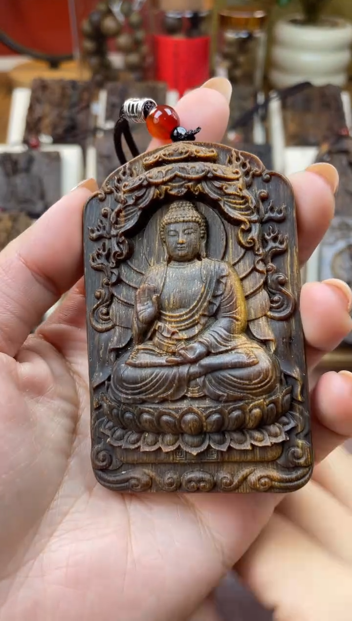 木木雕款芽庄 十二生肖守护  狗 猪 阿弥托佛8cm 送养香瓶