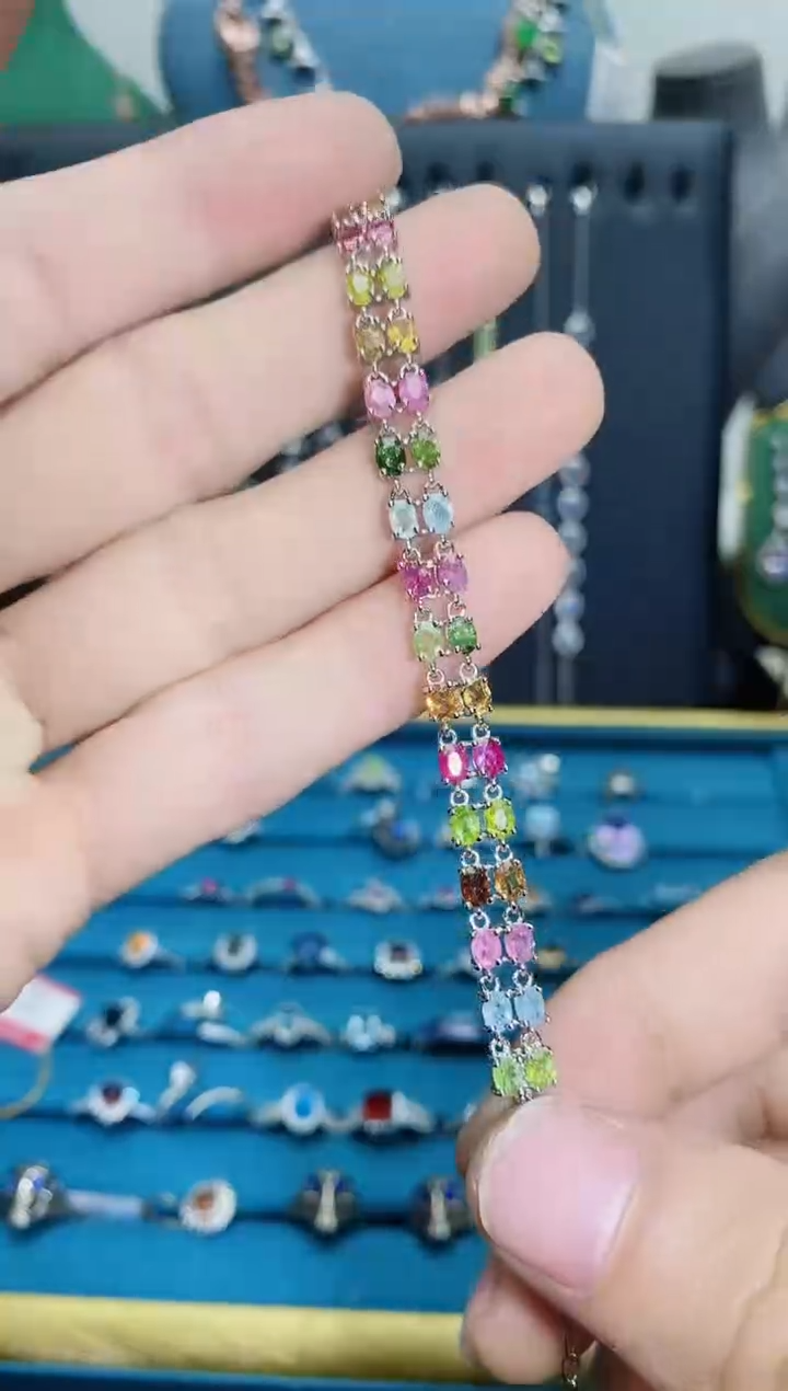 【闪购商品】碧玺手链银S925镶嵌1121