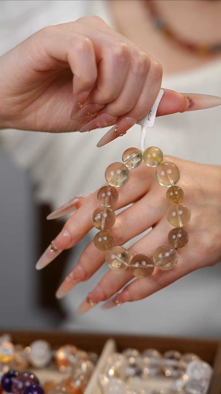未镶嵌手串水晶纯天然黄水晶金发晶水晶手串